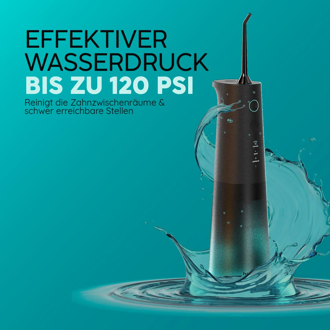 happybrush® Munddusche - TESTSIEGER* – 100 Tage testen - Kabelloser Water Flosser für Zahnreinigung