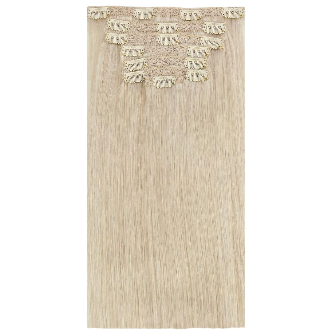 Moresoo Clip Extensions Echthaar Blond Remy Echthaar Extensions Clip Doppelt Tressen Haarverlängerun