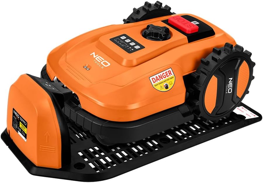 NEO TOOLS Mähroboter mit Austauschbarem Akku für Gärten bis 600 m2 - Steuerung per Smartphone-App -