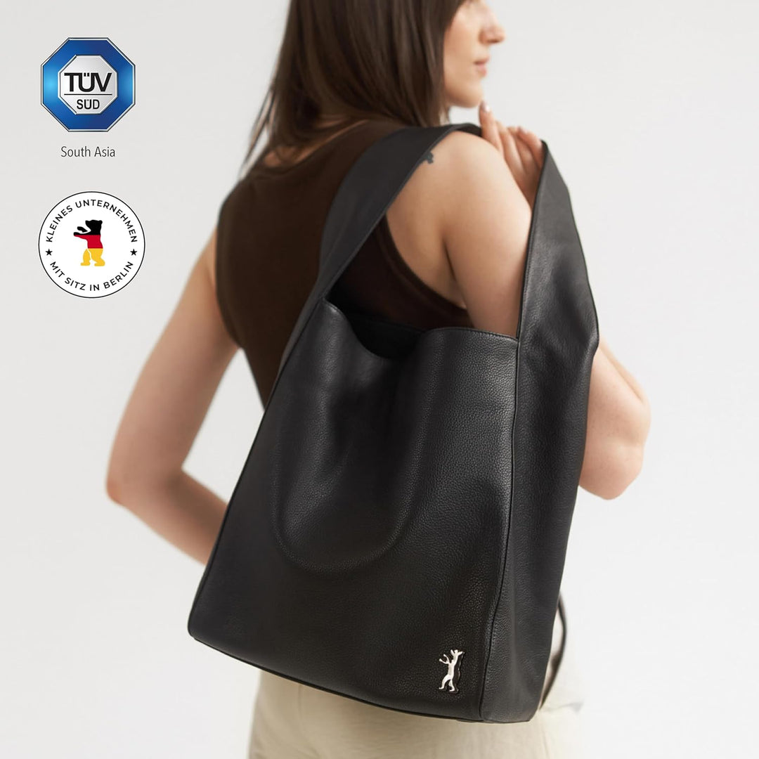 Berliner Bags Shopper Atlanta aus Leder, Damentasche Gross Umhängetasche Hobo Bag Schultertasche Tot