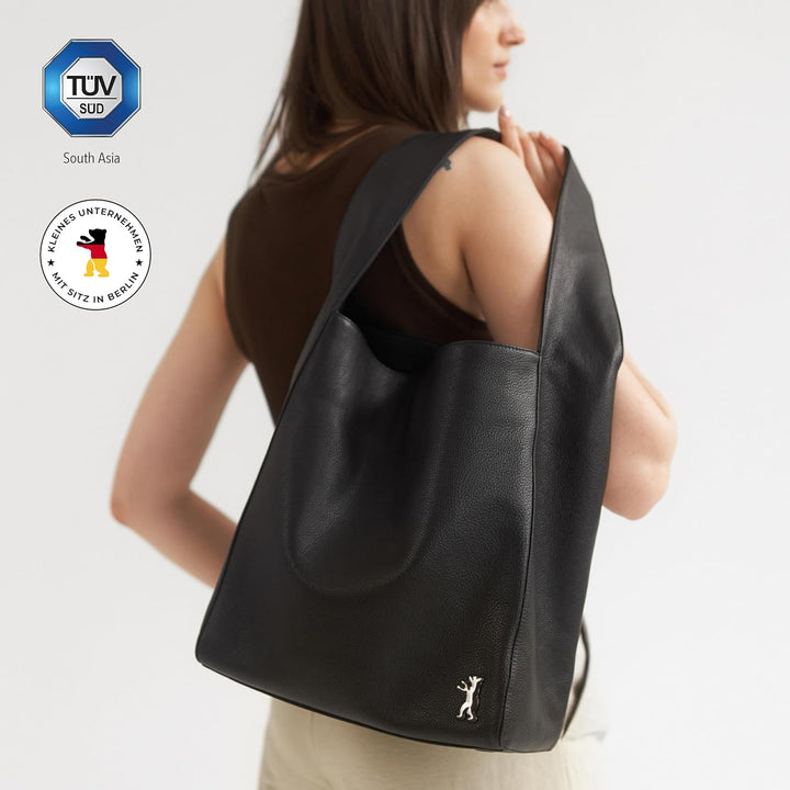 Berliner Bags Shopper Atlanta aus Leder, Damentasche Gross Umhängetasche Hobo Bag Schultertasche Tot
