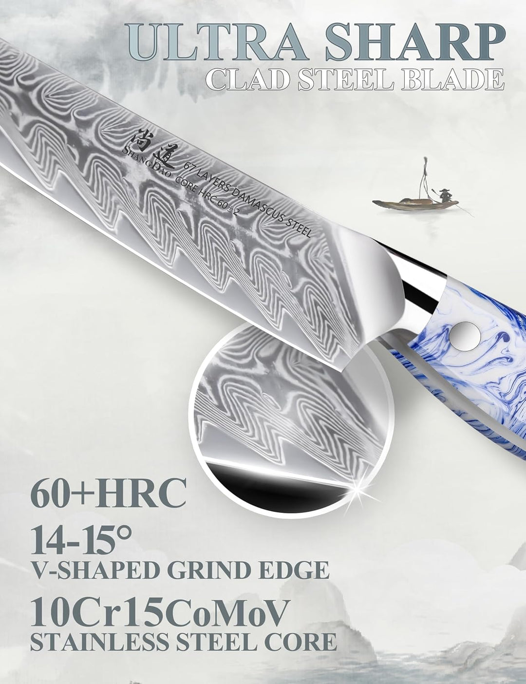 SHANGDAO 13 cm Küchen-Allzweckmesser, rasiermesserscharfe Obst- und Gemüseschälmesser, geschmiedeter