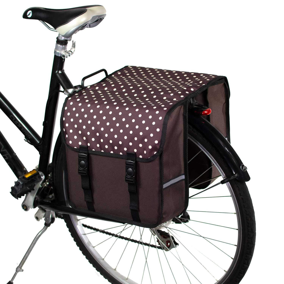 BikyBag Classic - Fahrrad Doppelpacktaschen für Fahrradheckträger (Braune Tupfen) Einheitsgrösse Bra