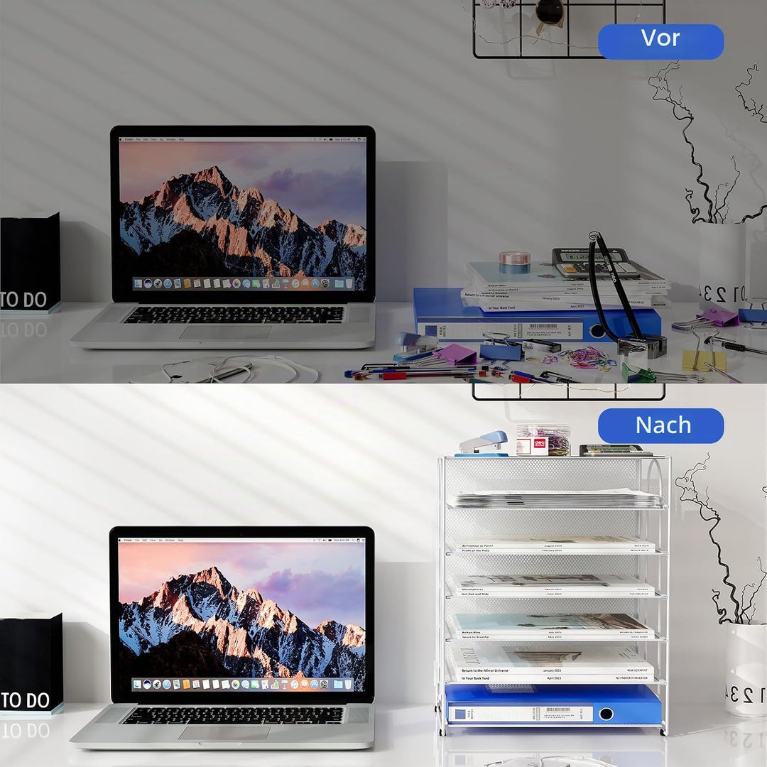 EasyPAG 6 Fächer A4 Metall Büro Schreibtisch Organizer Dokumentenhalter Aktenablage Zeitschriftenhal