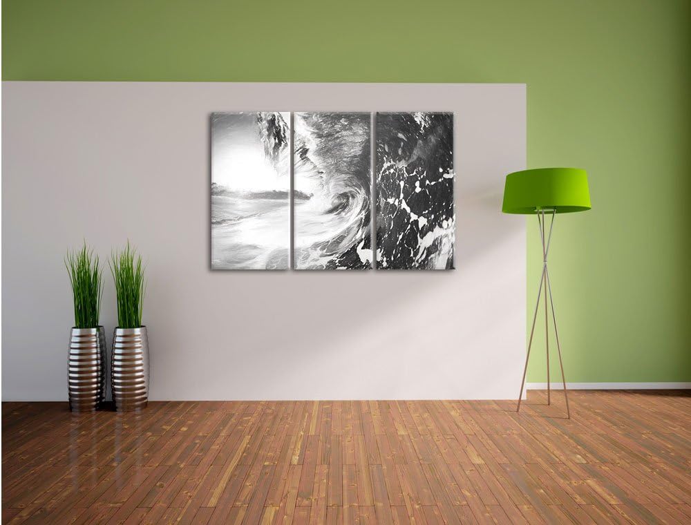 Pixxprint Riesen Welle bei Sonnenaufgang als Leinwandbild/Grösse: 3 Teilig (120x80) cm/Wandbild/Kuns