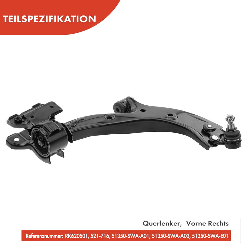 Frankberg Querlenker Vorne Rechts Kompatibel mit CR-V III RE 2.0L 2.2L 2.4L 2006-2011 Replace