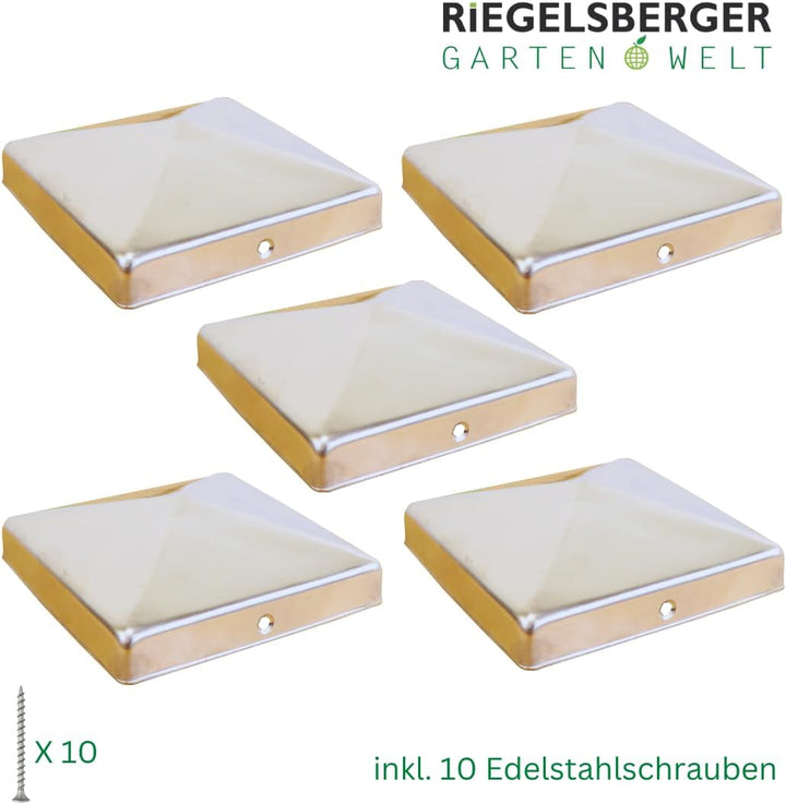 Gartenwelt Riegelsberger Premium Pfostenkappe 121x121 mm aus Edelstahl für Pfosten 12x12 cm Pyramide