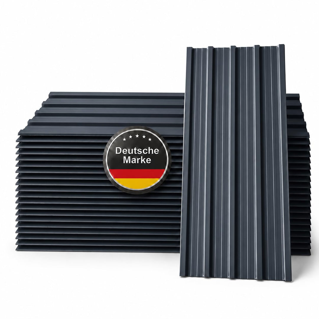 Trapezblech Dachplatten 22er Set Anthrazit RAL 7016, 1090 x 445 mm, verzinkt, Dachblech Profilblech