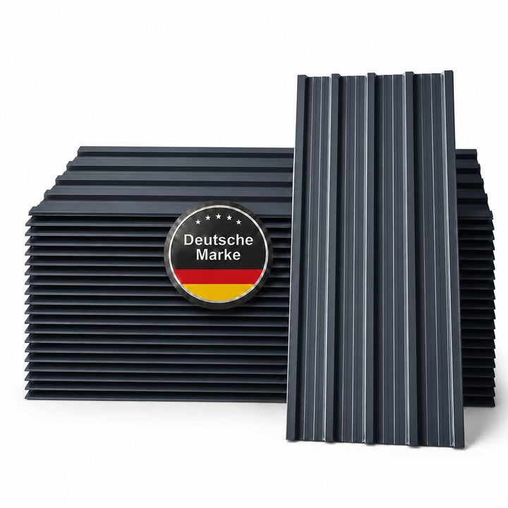 Trapezblech Dachplatten 22er Set Anthrazit RAL 7016, 1090 x 445 mm, verzinkt, Dachblech Profilblech