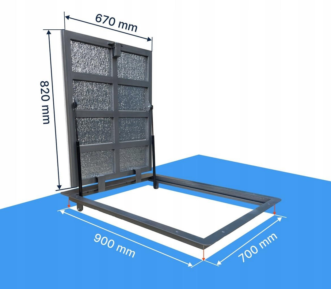 Bodenluke 90x70 cm für Keller Revisionsschacht Begehbare Schachtabdeckung mit stabilem Rahmen und Ga