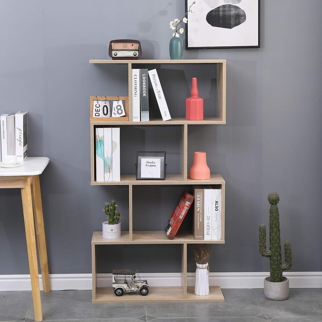 Etnicart - Bücherregal, Farbe Eiche, Büro, modern, doppelseitig, 70x23,5x127,5cm selbsttragend, Würf