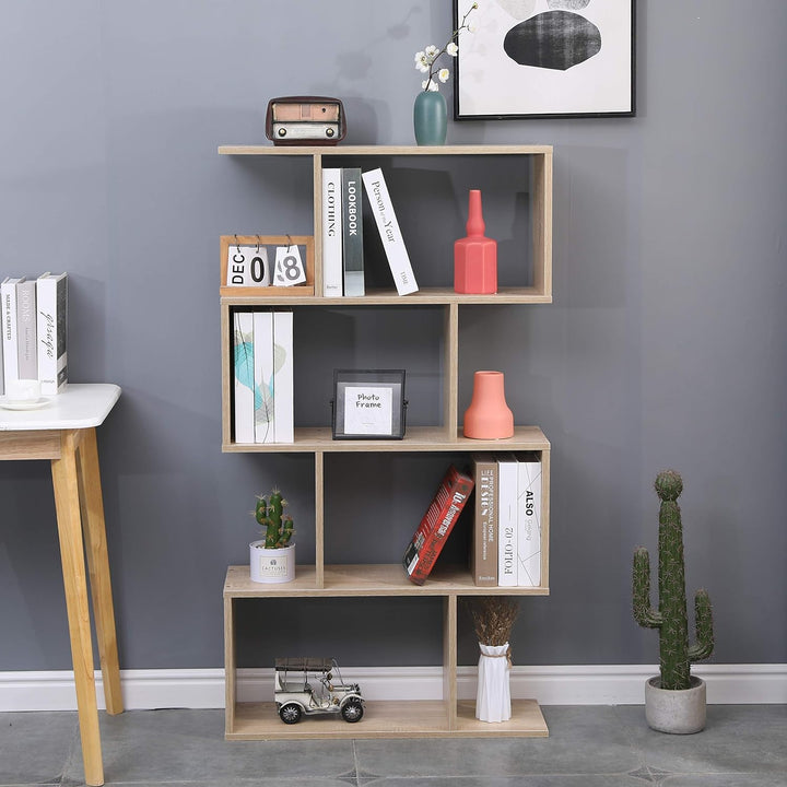 Etnicart - Bücherregal, Farbe Eiche, Büro, modern, doppelseitig, 70x23,5x127,5cm selbsttragend, Würf