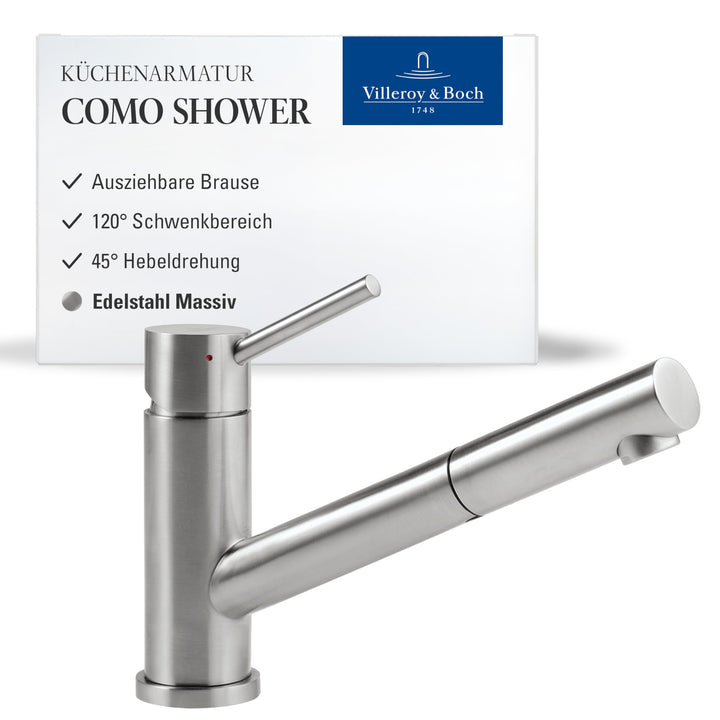 Villeroy & Boch Como Shower Einhand-Spültischbatterie Edelstahl massiv 925200LC Edelstahl Massiv Hoc