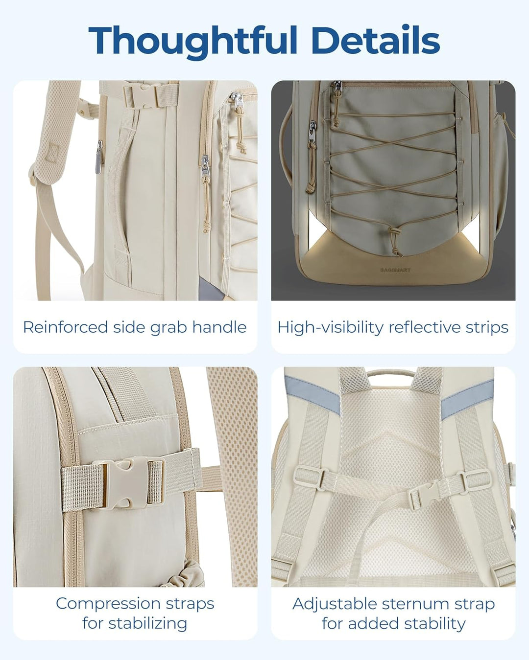 bagsmart Handgepäck-Reiserucksack 17,3-Zoll-Reiserucksack, Rucksack Kann Persönliche Gegenstände mit