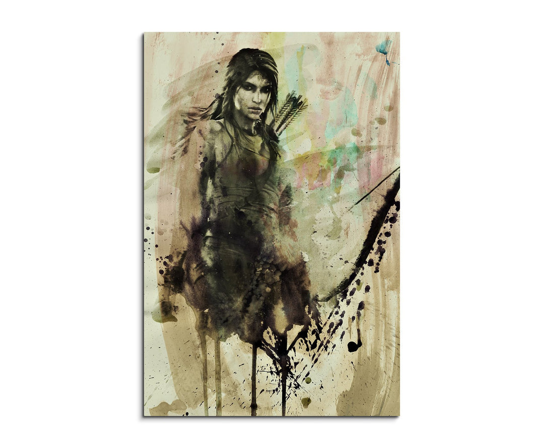 Paul Sinus Art Bogenschuetze Tomb Raider II 90x60cm Aquarell Art Bilder Unikat Leinwandbild direkt v