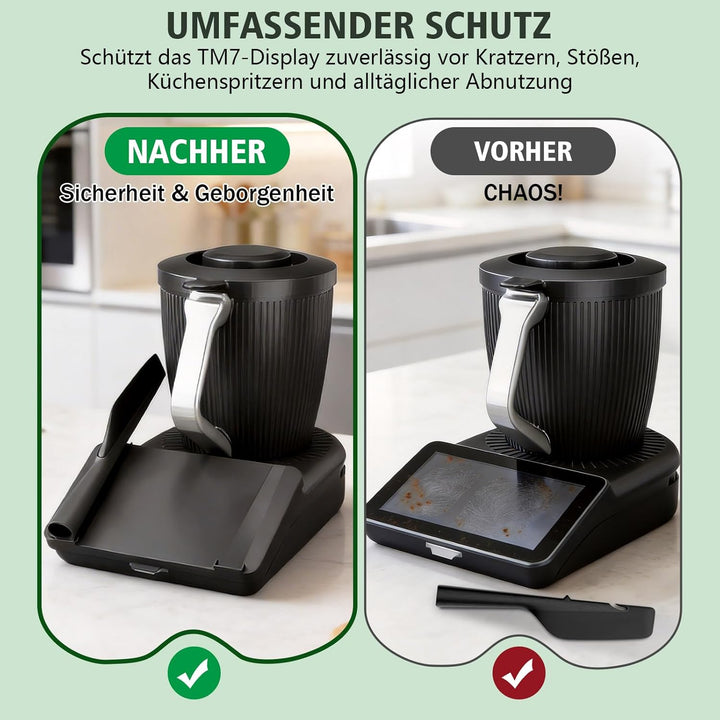 Displayschutz für Thermomix TM7 Displayabdeckung mit Spatelhalter (ohne Spatel), Hart Schutzhülle, k