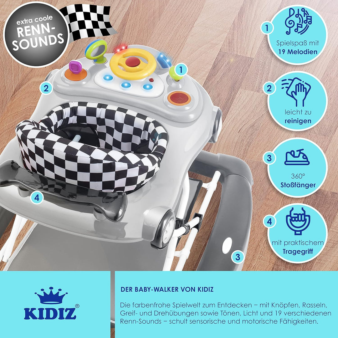 KIDIZ® 4in1 Lauflernhilfe Babywalker Spiel- und Lauflernwagen Gehfrei - Schaukelfunktion Babywippe m