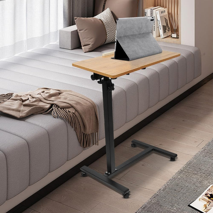 Betttisch mit Rollen, Tisch für Bett, Laptop, Esstisch, Sofa, Bremsen auf beiden Hinterrädern, Bettt