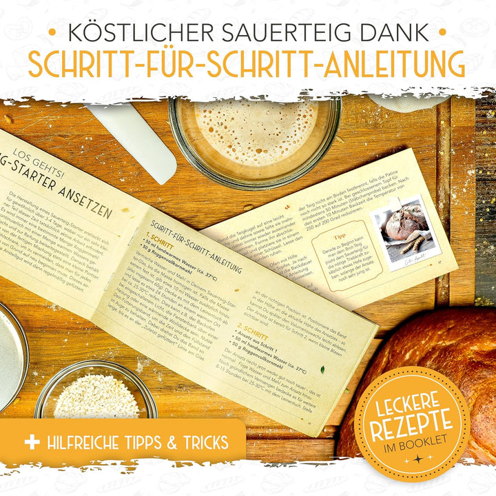 KRUSTENZAUBER Sauerteig Starter Set mit 2x 600 ml Gärgläsern für Sauerteig 2x600ml, Sauerteig Starte