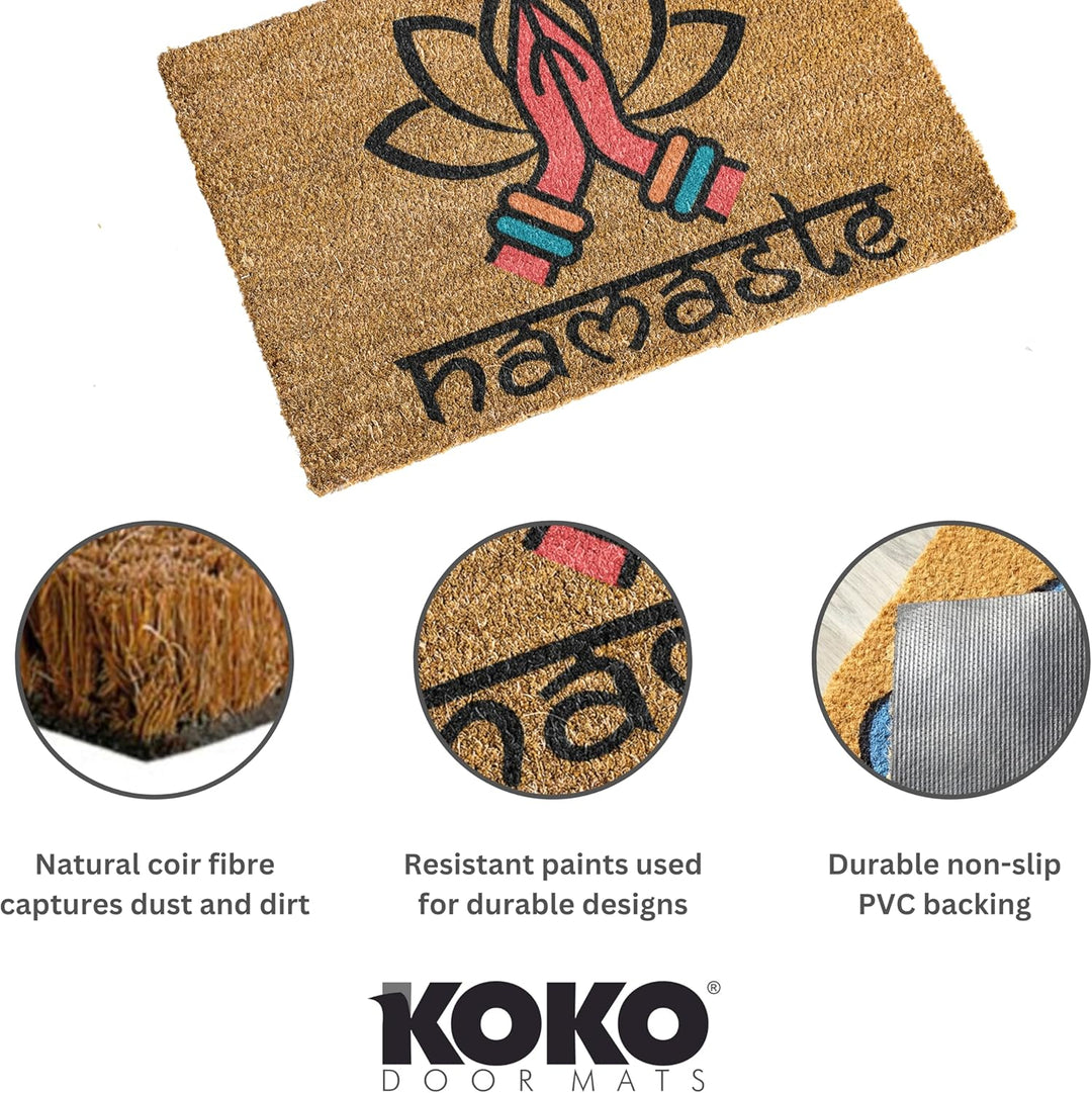 KOKO DOORMATS Fussmatte aussen - Türmatte aussen kokosmatte mit antirutsch PVC - Fussmatte lustig Th