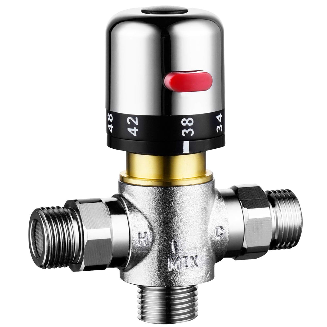 CIENCIA Thermostatventil 1/2 zoll 3 Wege Ventil Thermostat Messing Duschthermostat Brausethermostat