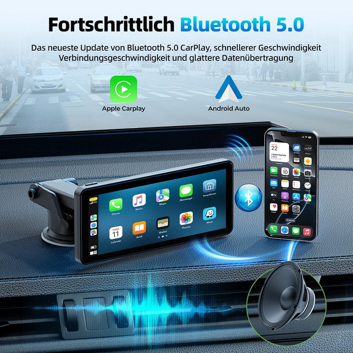 LAMTTO Wireless CarPlay Android Auto Display 6,86 Zoll Touchscreen Car Play mit Mirror Link Live-Nav