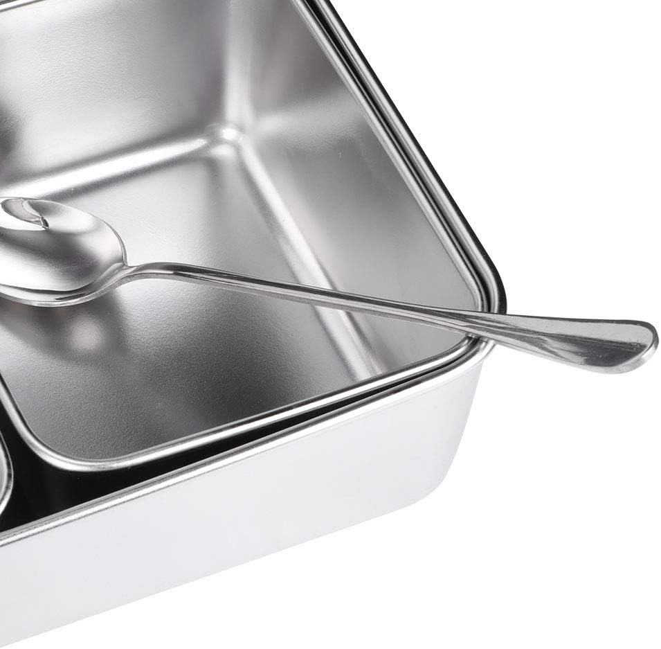 Haofy Edelstahl-Gewürzbox, Gewürzvorratsbehälter mit 6 Gittern, Gewürzglasbehälter-Set mit Löffeln K