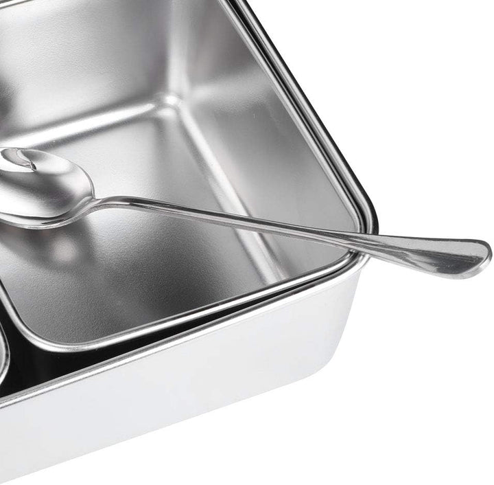 Haofy Edelstahl-Gewürzbox, Gewürzvorratsbehälter mit 6 Gittern, Gewürzglasbehälter-Set mit Löffeln K