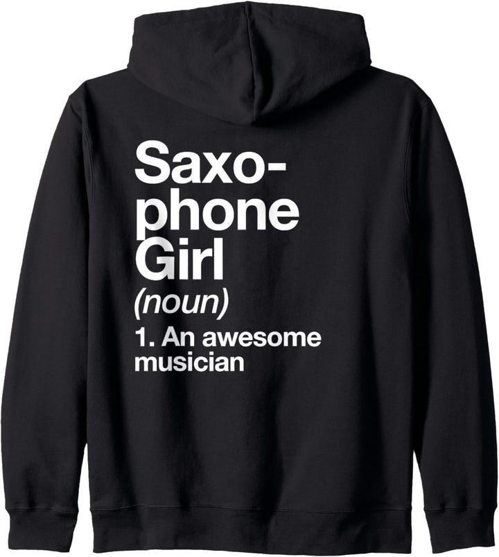 Saxophon Girl Definition Funny Musician Orchestra Band Kapuzenjacke
