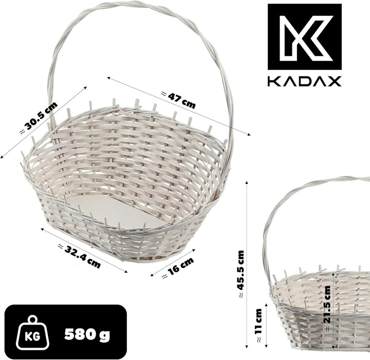 KADAX Geschenkkorb, Universeller Weidenkorb, Hochwertiger Henkelkorb, Flaschenkorb, Süssigkeitenkorb