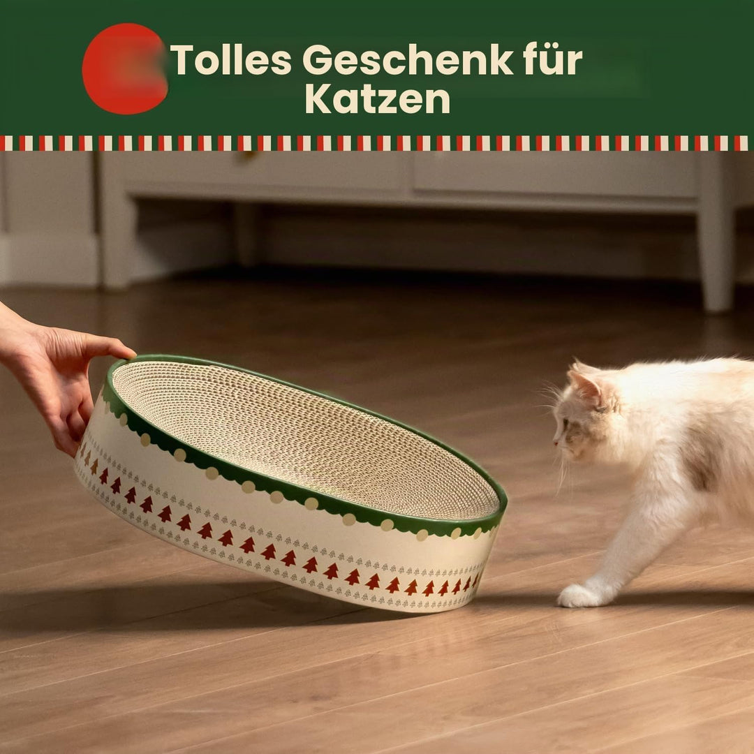 Conlun Kratzbrett Katze, Oval Kratzpappe für Katzen, Katzenbett aus Wellpappe, Lounge-Schale für Kat