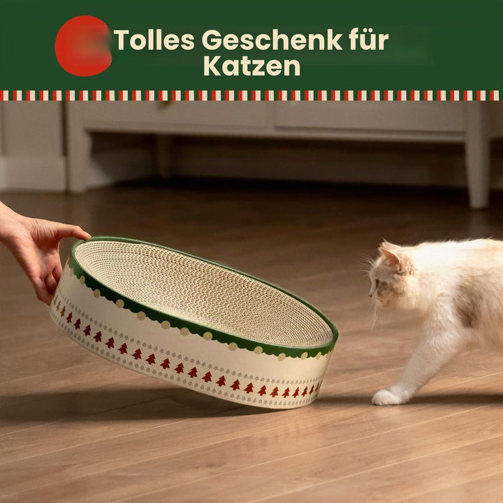 Conlun Kratzbrett Katze, Oval Kratzpappe für Katzen, Katzenbett aus Wellpappe, Lounge-Schale für Kat