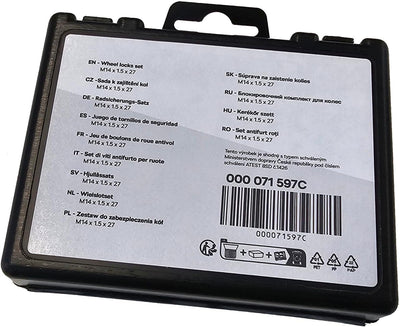 Skoda 000071597C Original Radschloss Radschrauben Satz Felgen Schloss diebstahlhemmend M14x1.5x27