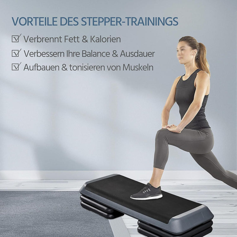 Yaheetech Aerobic Steppbrett Höhenverstellbares Trainingsbrett Stepper Fitness Stepbench Rutschfesr