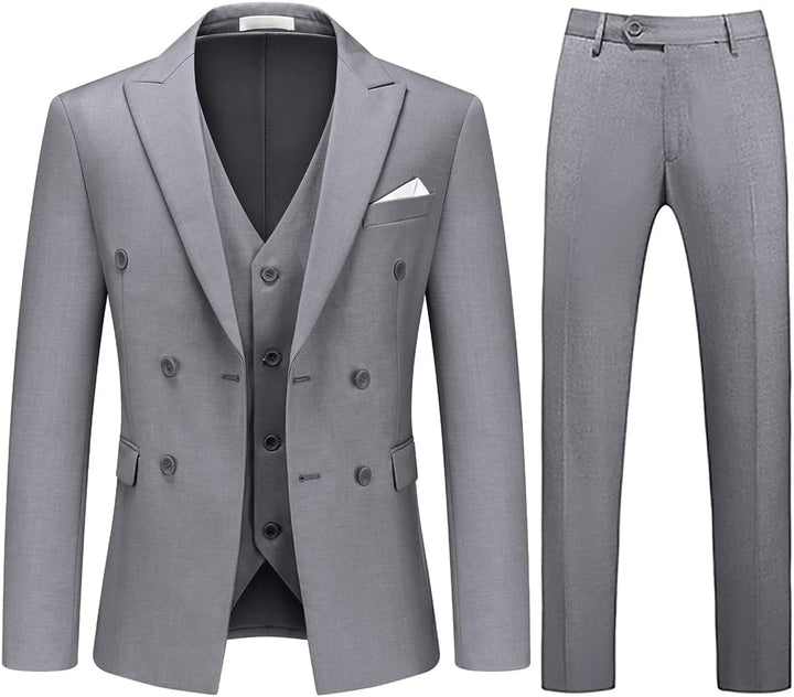 KUDORO Anzüge Herren Anzüge Slim Fit 3 Teilig Herrenanzüge 3-Teilig Zwei Knöpfe für Hochzeit Sakko W