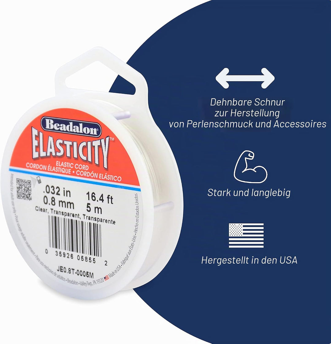 Beadalon Elastizität Elastisches Band, Gummi, Transparent, 1 mm/100 m, 100 1.0 mm/100 m Transparent,