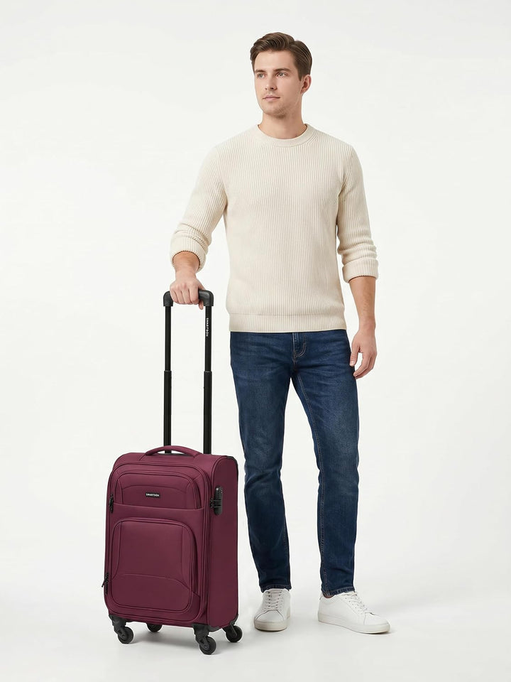 Smartbox Weichgepäck Kabinen-Koffer für Damen &amp; Herren | Kleiner Cabin-Trolley 36 x 23 x 55cm | 4 Ro
