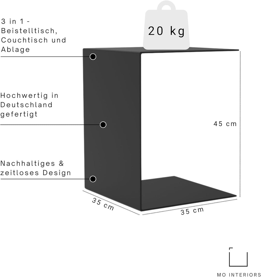 Beistelltisch | Couchtisch | Sofatisch | Metall | 35 x 35 x 45 cm | schwarz | Indoor & Outdoor | Mad