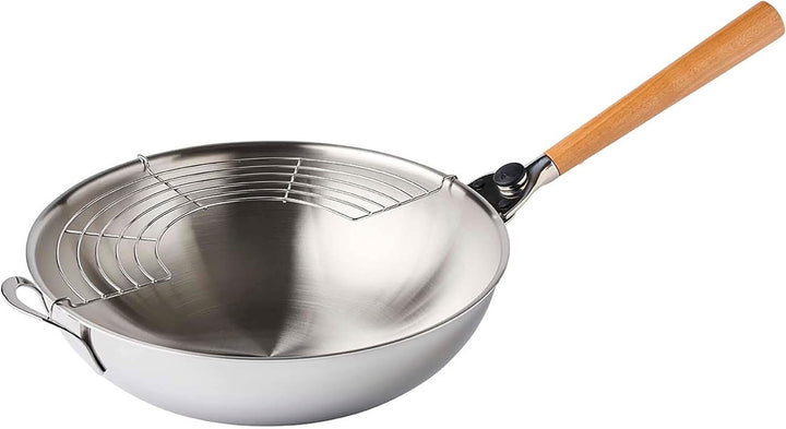 Mastrad O`Wok Gourmet - Wokpfanne aus Edelstahl - Für schnelles und gleichmässiges Erhitzen - Mit ab
