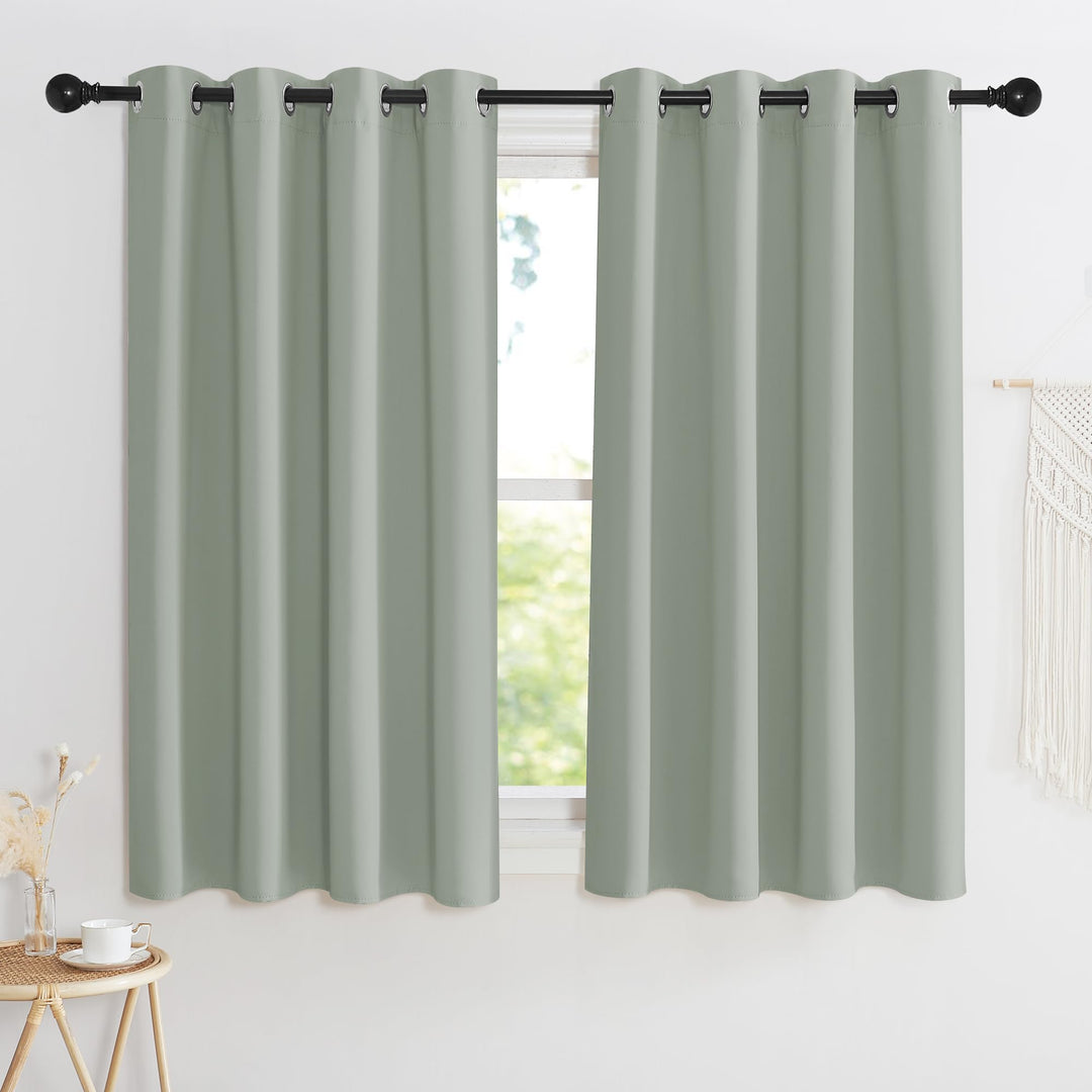 KGORGE Ösen Verdunkelungsvorhang Salbeigrün Schlafzimmer 2-Set 145 x 140 cm(HxB) Thermovorhang Hitze