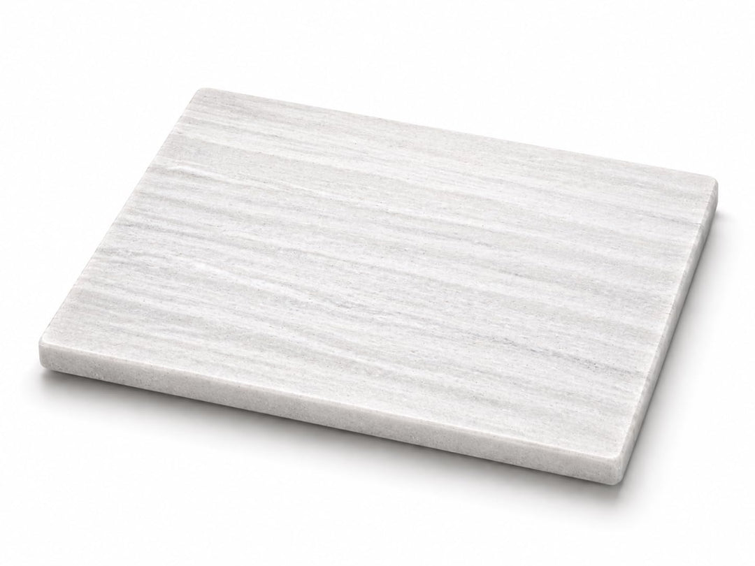 Marble Table – Schneidebrett aus weissem Marmor, 40 x 30 cm, elegant, glänzend, natürlich, ideal für