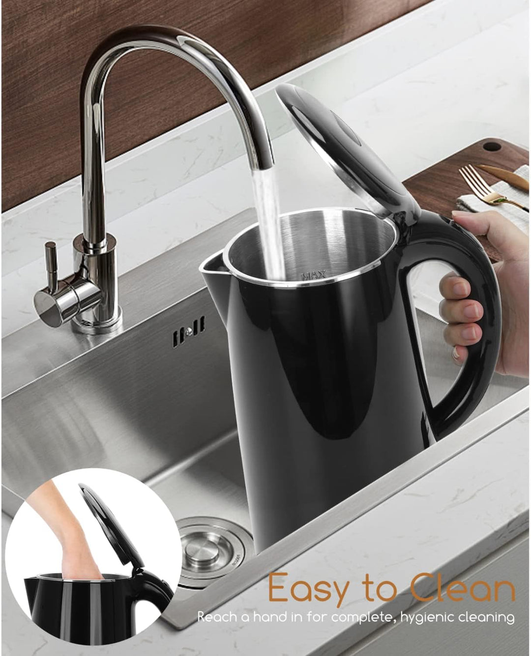 Taylor Swoden Ryan -Wasserkocher Edelstahl | Cool-Touch Doppelwand-Design Wasserkocher | Automatisch