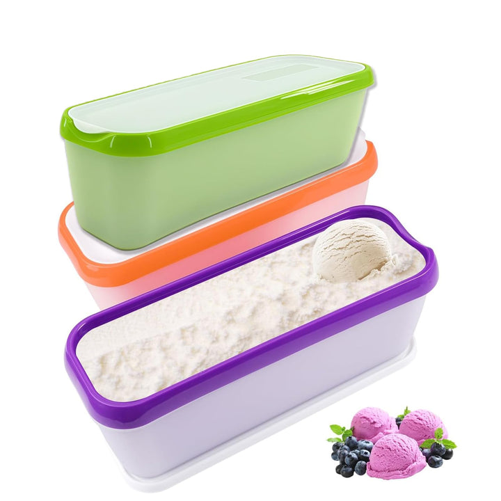 Eisbehälter für Speiseeis, 3er-Set 1.5 L Eiscreme Behälter Wiederverwendbare Hausgemachte Eiscreme-B