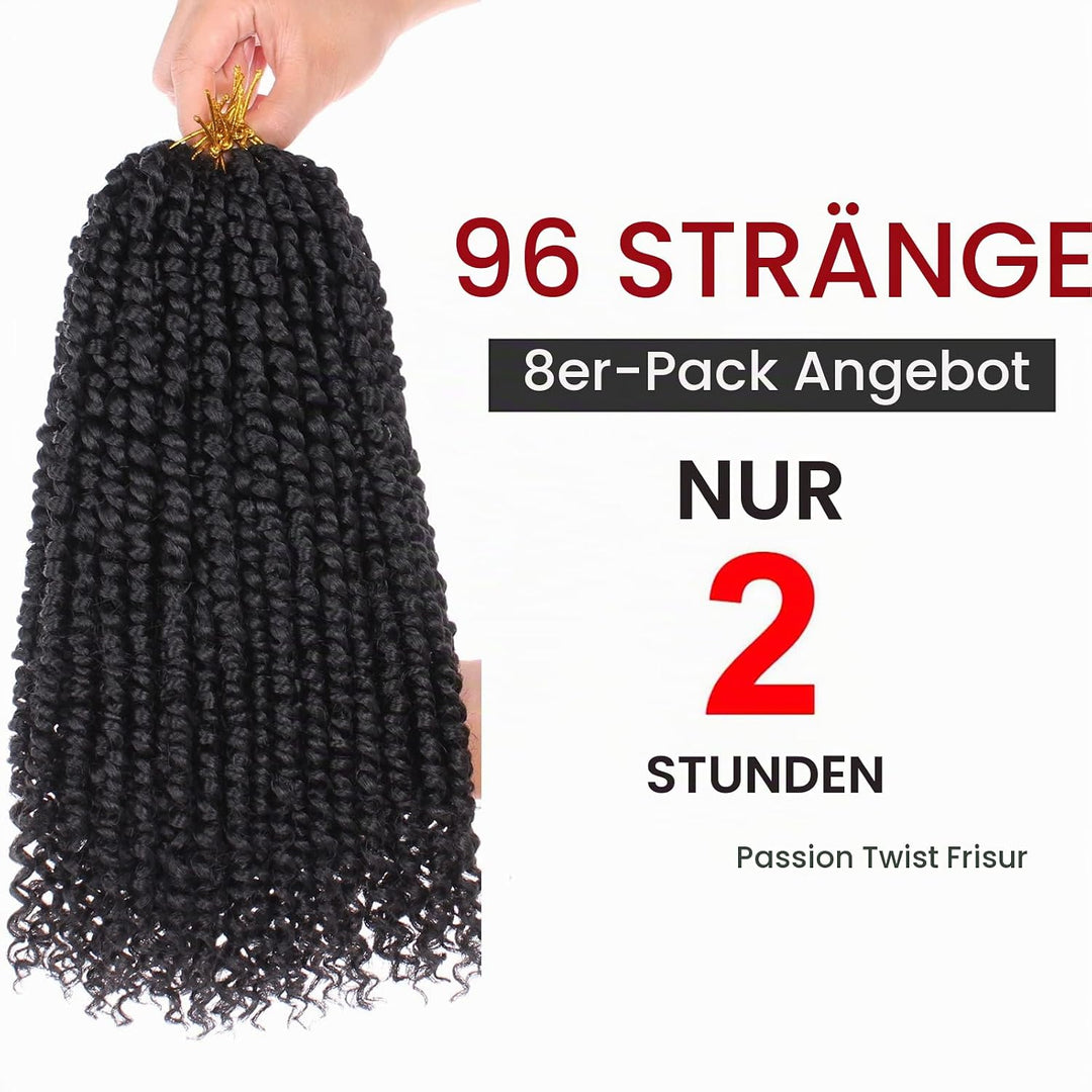 Xtrend 14 inch Black Pre twisted Passion Twist Hair 8Packs 12 Strands/Pack Bohemian Pre Looped Synth