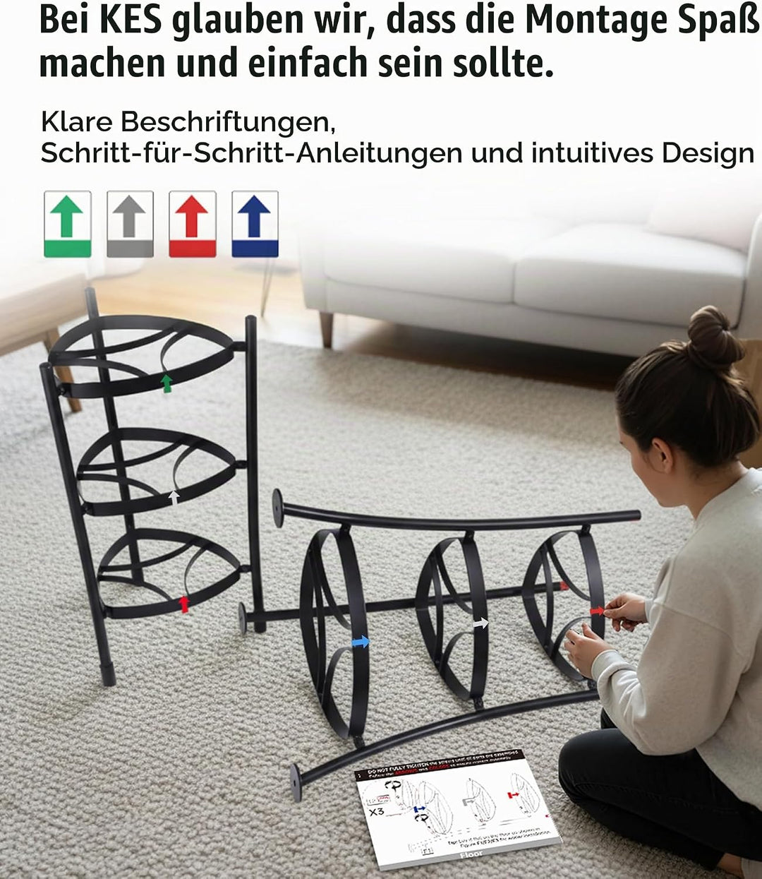 KES Freistehendes 6-Etagen Topf- und Pfannenregal aus Gusseisen, 120 kg Tragfähigkeit, mit 6 Haken,