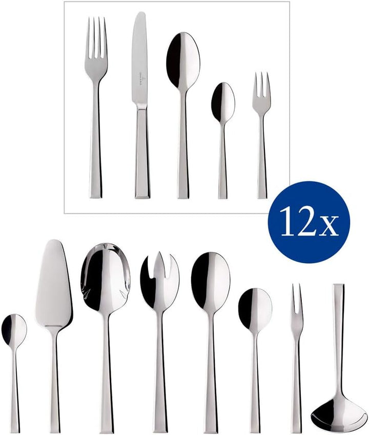 Villeroy & Boch – Victor Besteckset 68 teilig für 12 Personen Silber/Platin, Spülmaschinenfest, Rost