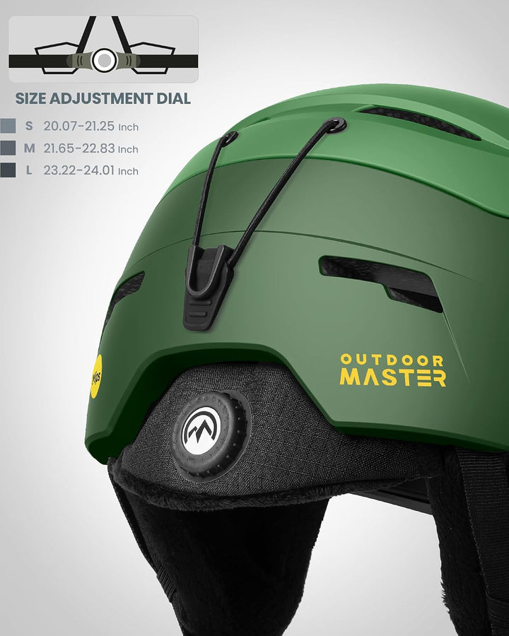 OutdoorMaster ELK MIPS Skihelm - Schneesporthelm Snowboardhelm für Männer Frauen &amp; Jugend Waldgrün S