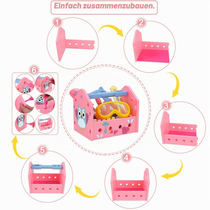 Werkzeugkoffer Kinder Werkzeug Set,Gifts2U Kinderspielzeug Spielzeugbohrer Baukappe Schutzbrille Wer