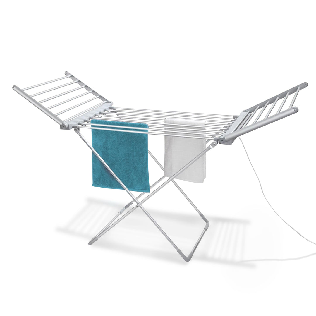 Fishtec - Elektrischer Wäscheständer, faltbar, aus Aluminium – Handtuchtrockner für Badezimmer, behe