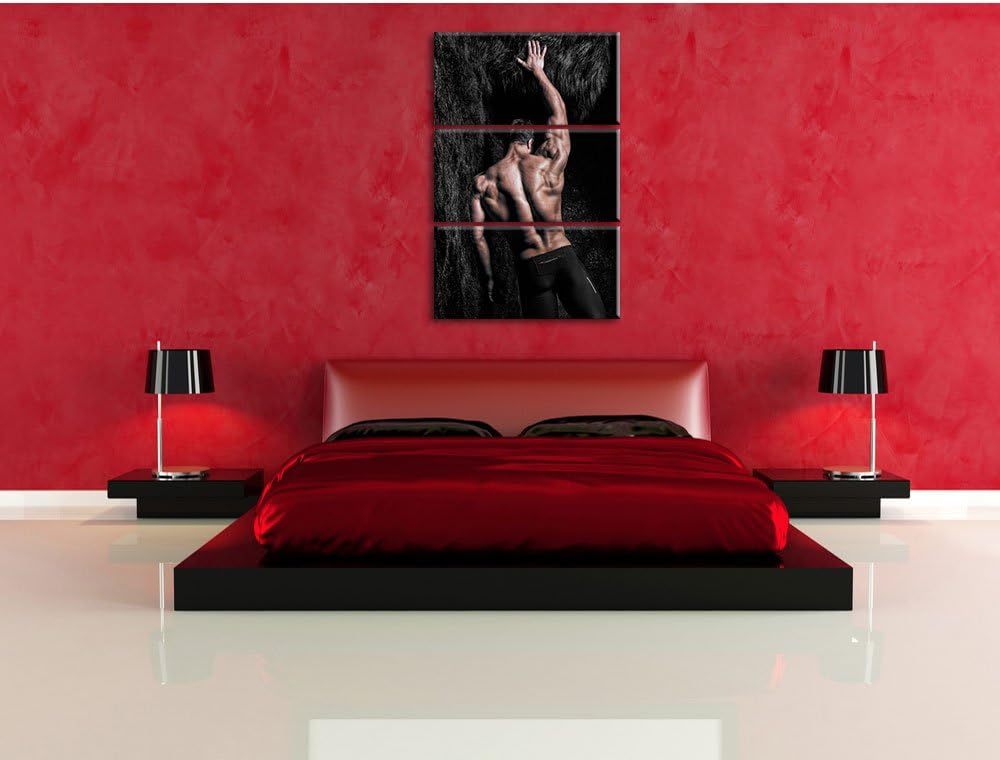 Pixxprint Muskulöser sexy Mann als Leinwandbild/Grösse: 3 Teilig (120x80 cm) cm/Wandbild/Kunstdruck/